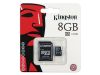  Зображення Модуль флеш-пам'яті Kingston 8GB microSDHC Class 4 Flash Card + SD Adapter EAN: 740617128147 